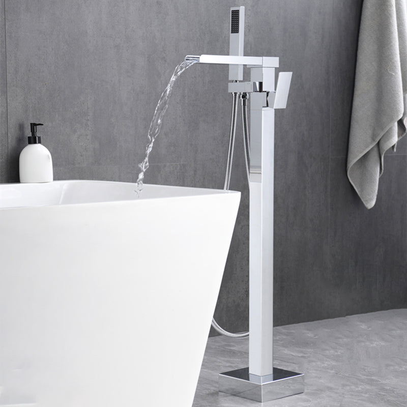 Floor Mounted Metal Freestanding Tub Filler Swivel Freestanding Faucet with Spray Gun