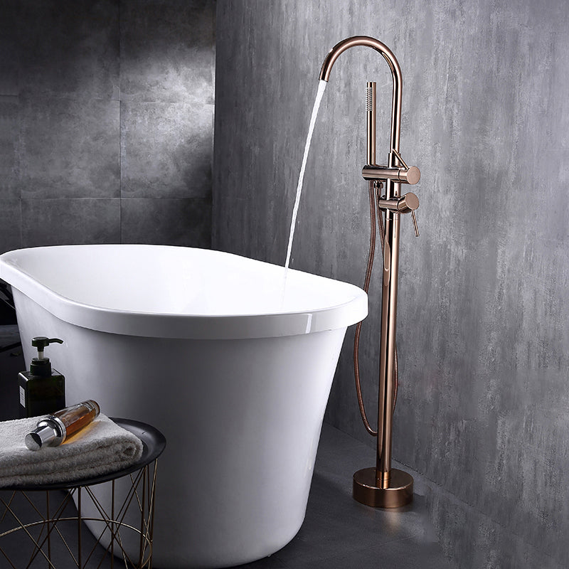Floor Mounted Metal Freestanding Tub Filler Swivel Freestanding Faucet with Spray Gun