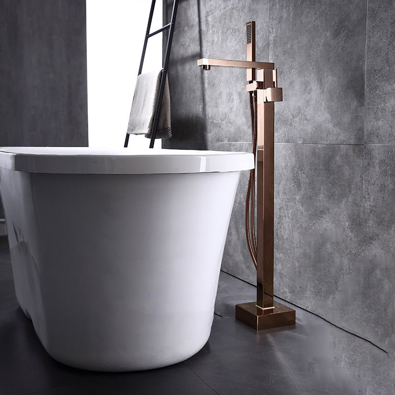 Floor Mounted Metal Freestanding Tub Filler Swivel Freestanding Faucet with Spray Gun