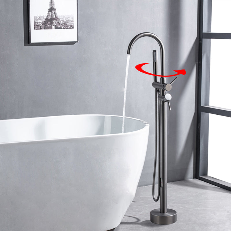 Floor Mounted Metal Freestanding Tub Filler Swivel Freestanding Faucet with Spray Gun