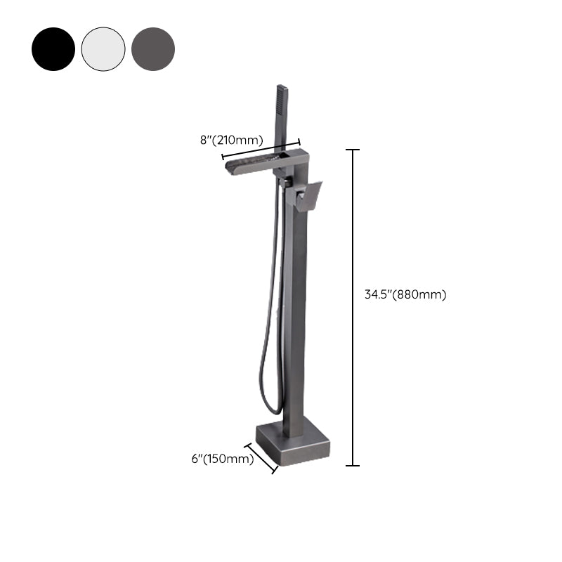 Floor Mounted Metal Freestanding Tub Filler Swivel Freestanding Faucet with Spray Gun