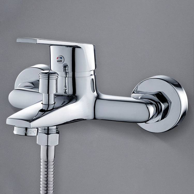 Contemporary Wall Mounted Bathroom Faucet Lever Handles 2 Hole Faucets Brass Faucet
