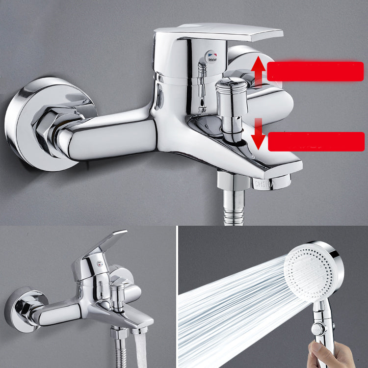 Contemporary Wall Mounted Bathroom Faucet Lever Handles 2 Hole Faucets Brass Faucet