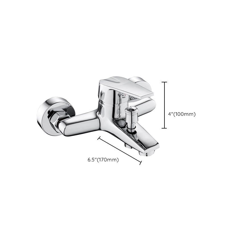 Contemporary Wall Mounted Bathroom Faucet Lever Handles 2 Hole Faucets Brass Faucet