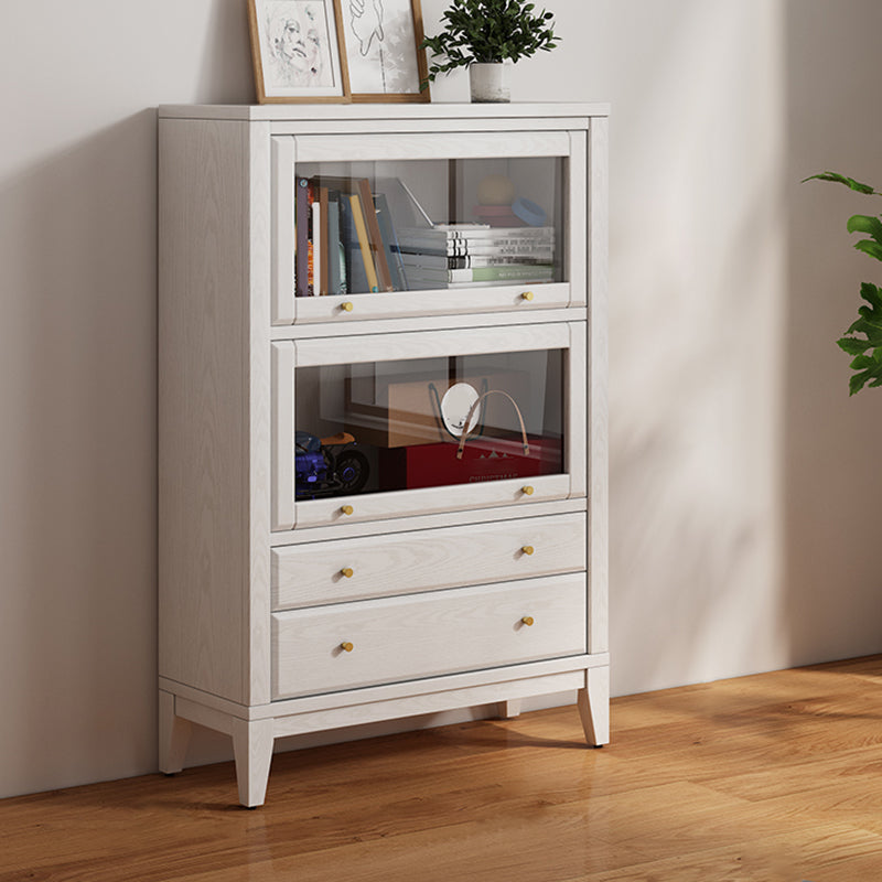 Modern Closed Back Bookcase Standard White Wood Bookshelf with Doors