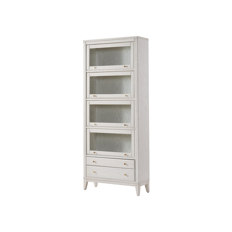 Modern Closed Back Bookcase Standard White Wood Bookshelf with Doors