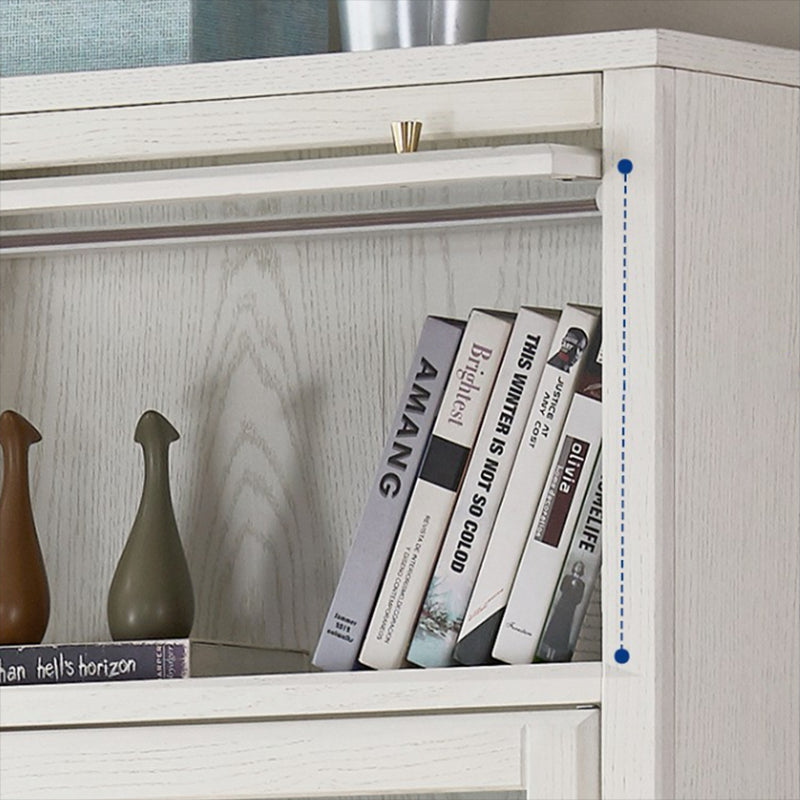 Modern Closed Back Bookcase Standard White Wood Bookshelf with Doors