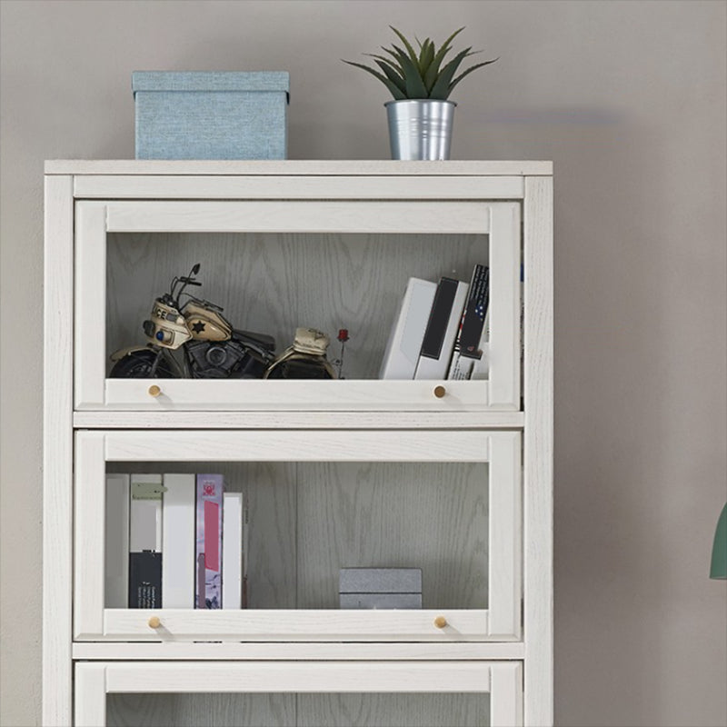 Modern Closed Back Bookcase Standard White Wood Bookshelf with Doors
