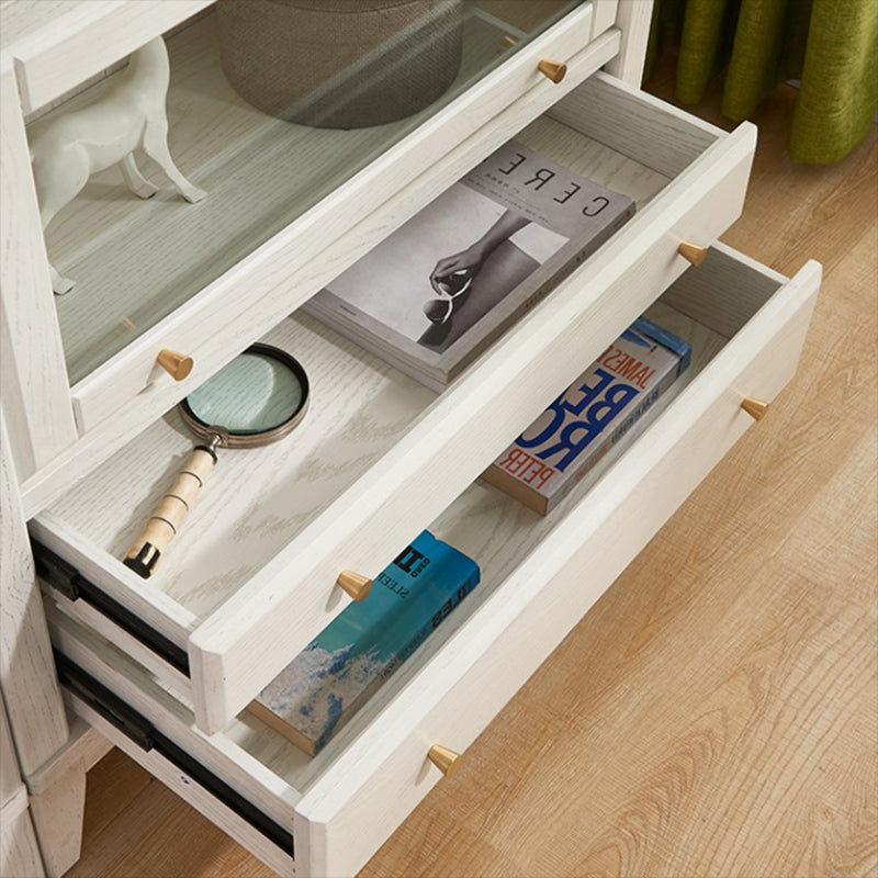 Modern Closed Back Bookcase Standard White Wood Bookshelf with Doors