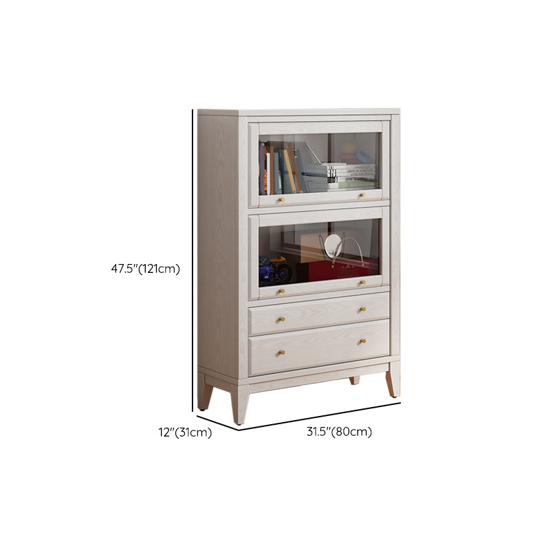 Modern Closed Back Bookcase Standard White Wood Bookshelf with Doors