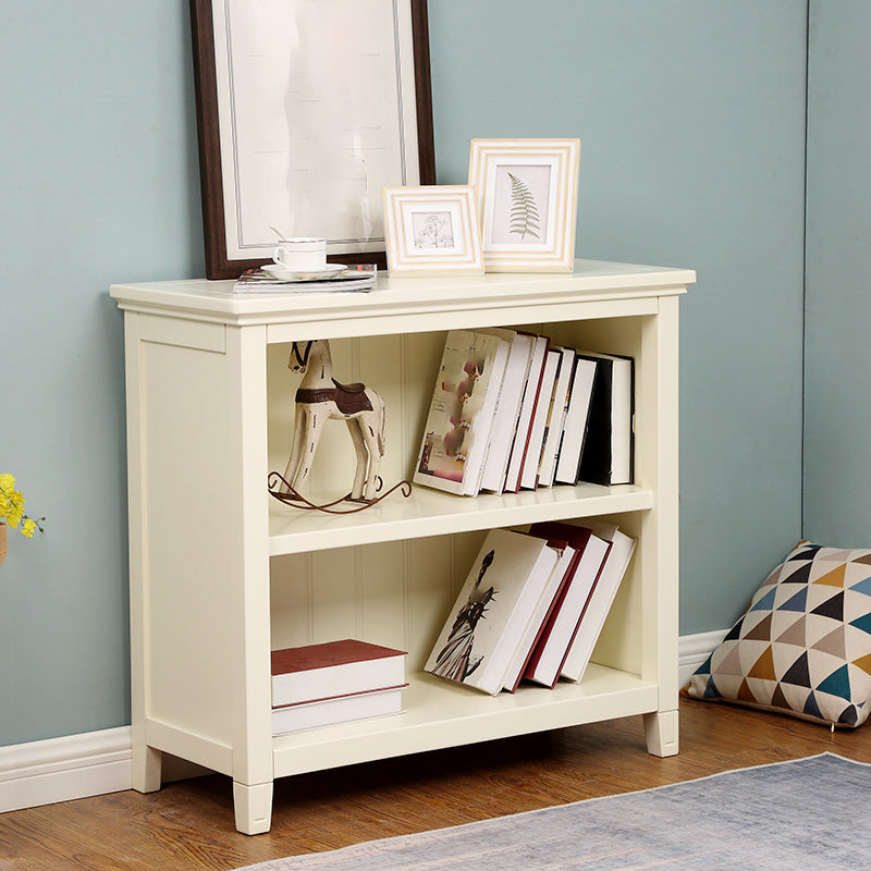 Modern Style Closed Back Book Shelf Standard Wooden Bookcase in White