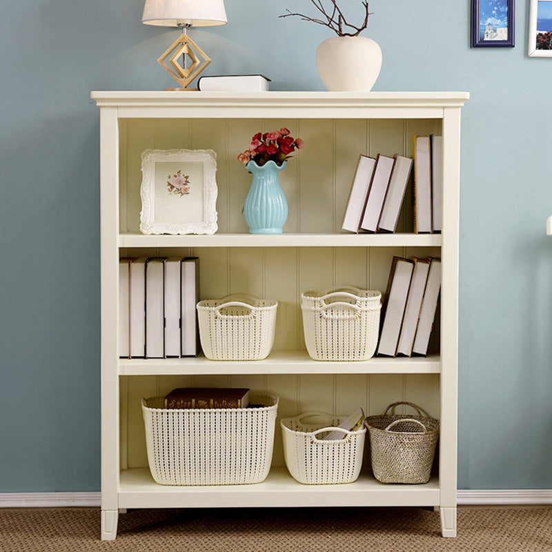 Modern Style Closed Back Book Shelf Standard Wooden Bookcase in White