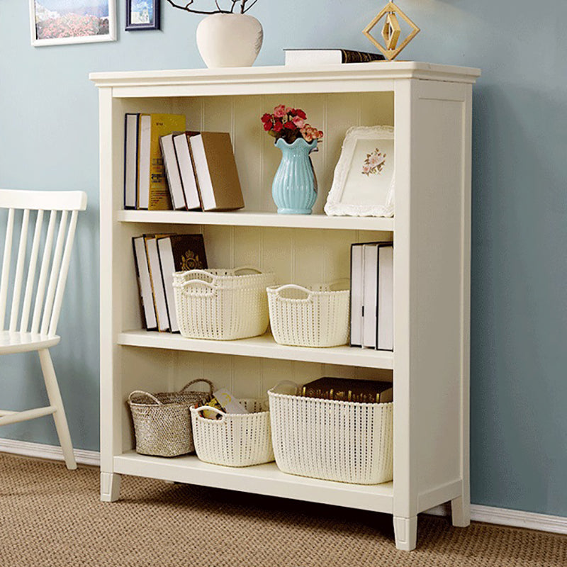 Modern Style Closed Back Book Shelf Standard Wooden Bookcase in White