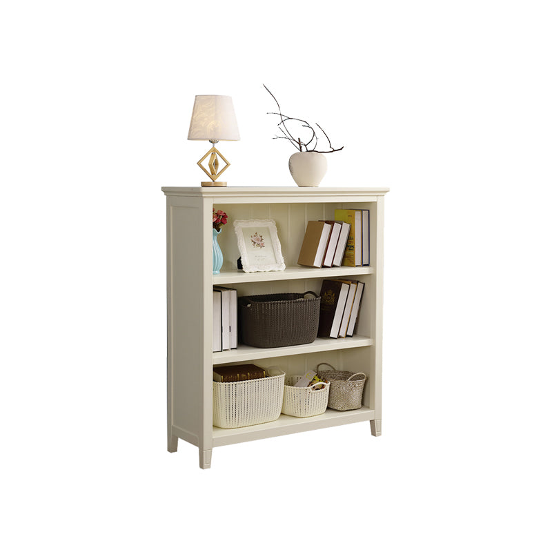 Modern Style Closed Back Book Shelf Standard Wooden Bookcase in White