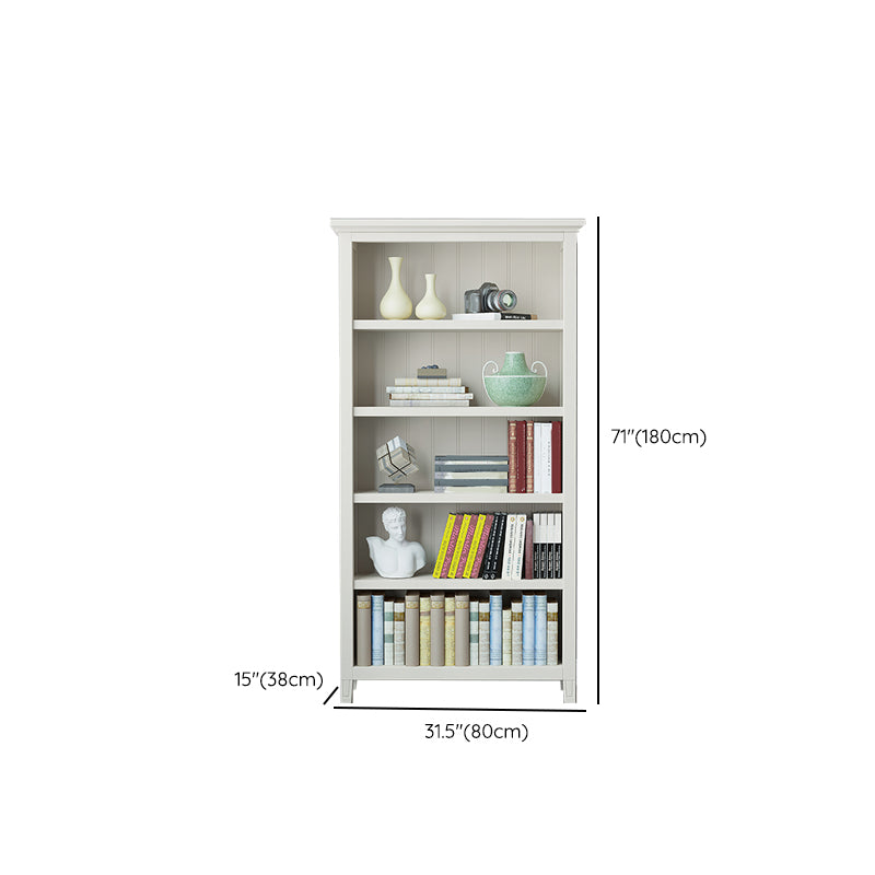 Modern Style Closed Back Book Shelf Standard Wooden Bookcase in White