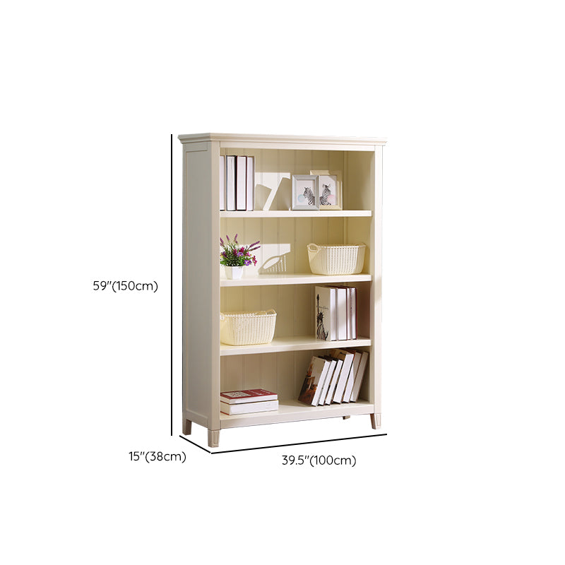 Modern Style Closed Back Book Shelf Standard Wooden Bookcase in White