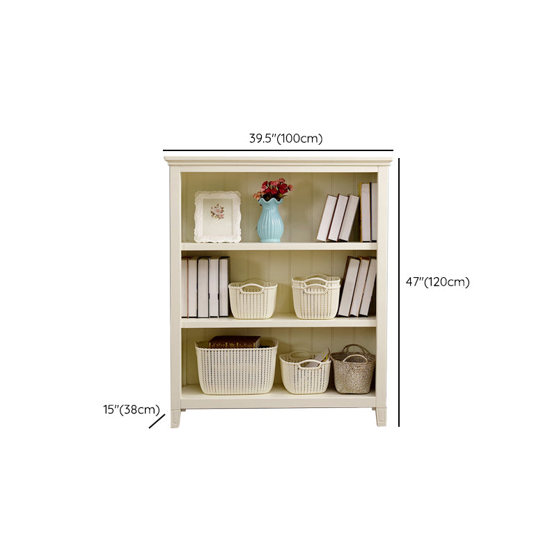 Modern Style Closed Back Book Shelf Standard Wooden Bookcase in White