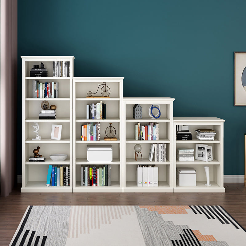 Modern Style Closed Back Bookshelf Standard Wooden Bookcase in White