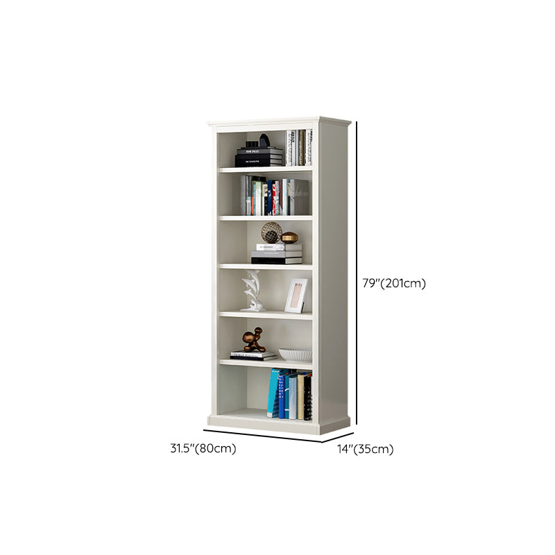 Modern Style Closed Back Bookshelf Standard Wooden Bookcase in White