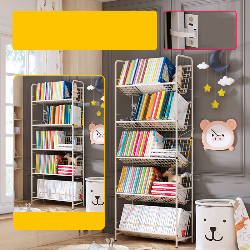 Contemporary Metal Bookcase Standard Closed Back Bookshelf with Shelves