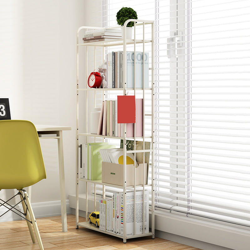 Contemporary Metal Bookcase Standard Closed Back Bookshelf with Shelves