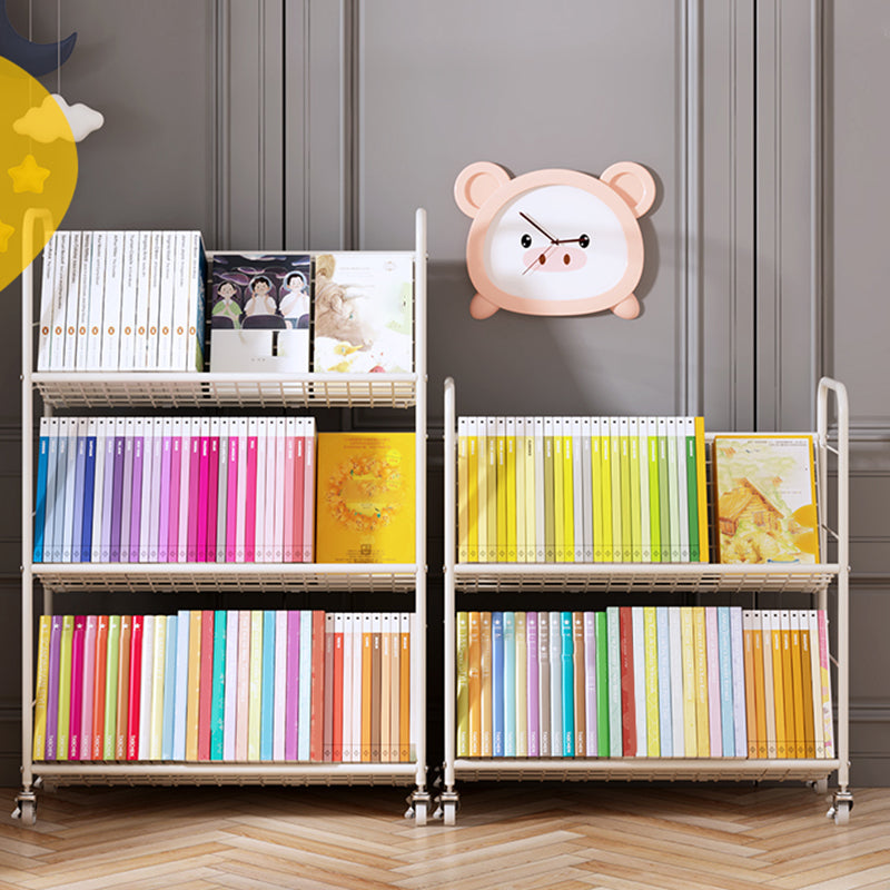 Contemporary Metal Bookcase Standard Closed Back Bookshelf with Shelves