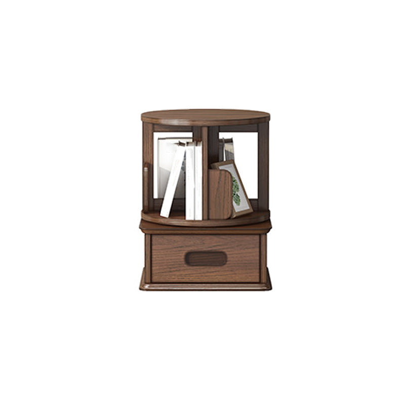 Contemporary Wooden Bookcase Standard Closed Back Bookshelf with Drawer
