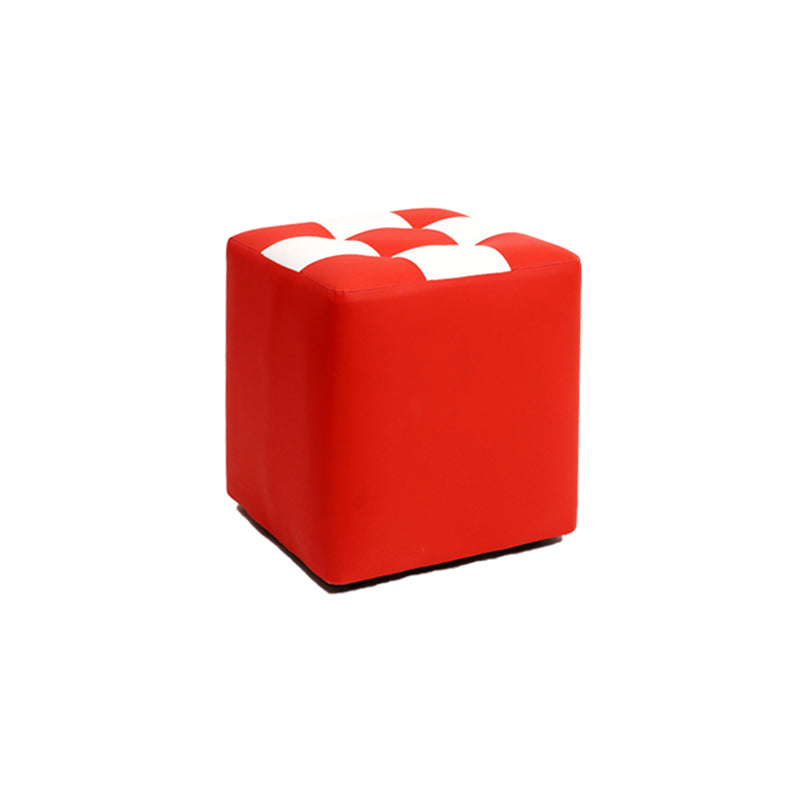 Purple Modern Pouf Leather Check Print Pouf for Drawing Room