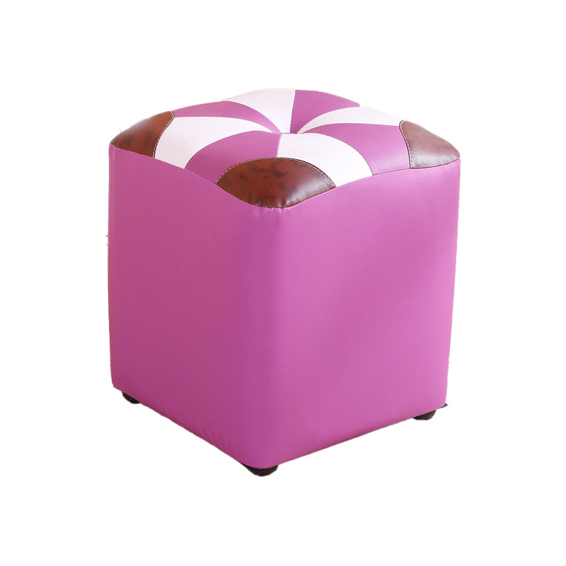 Purple Modern Pouf Leather Check Print Pouf for Drawing Room