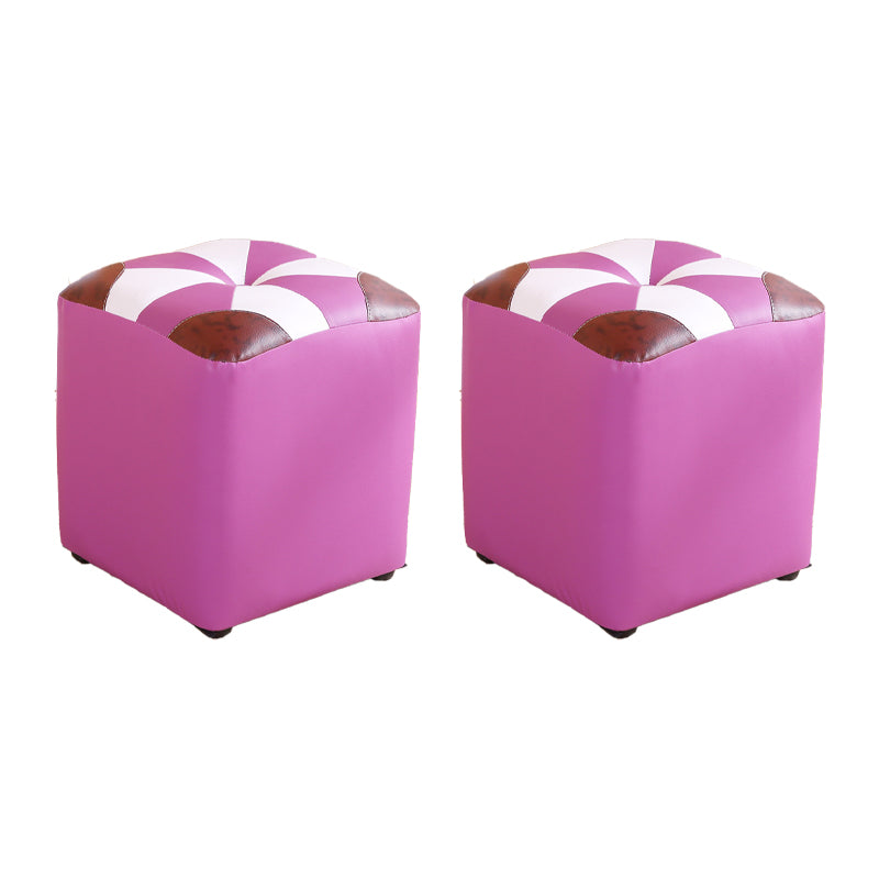 Purple Modern Pouf Leather Check Print Pouf for Drawing Room