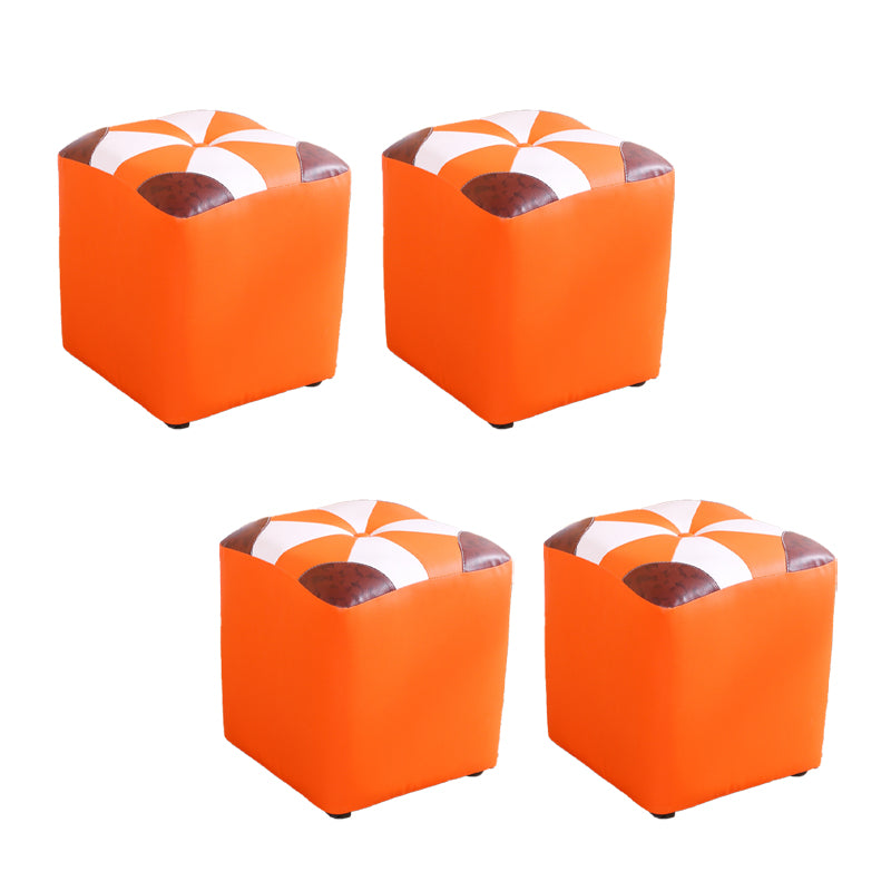 Purple Modern Pouf Leather Check Print Pouf for Drawing Room