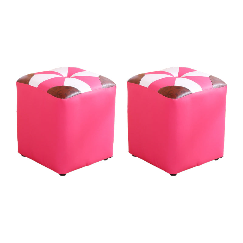 Purple Modern Pouf Leather Check Print Pouf for Drawing Room