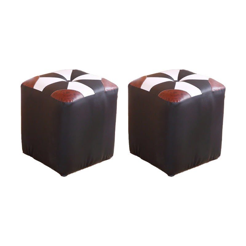 Purple Modern Pouf Leather Check Print Pouf for Drawing Room