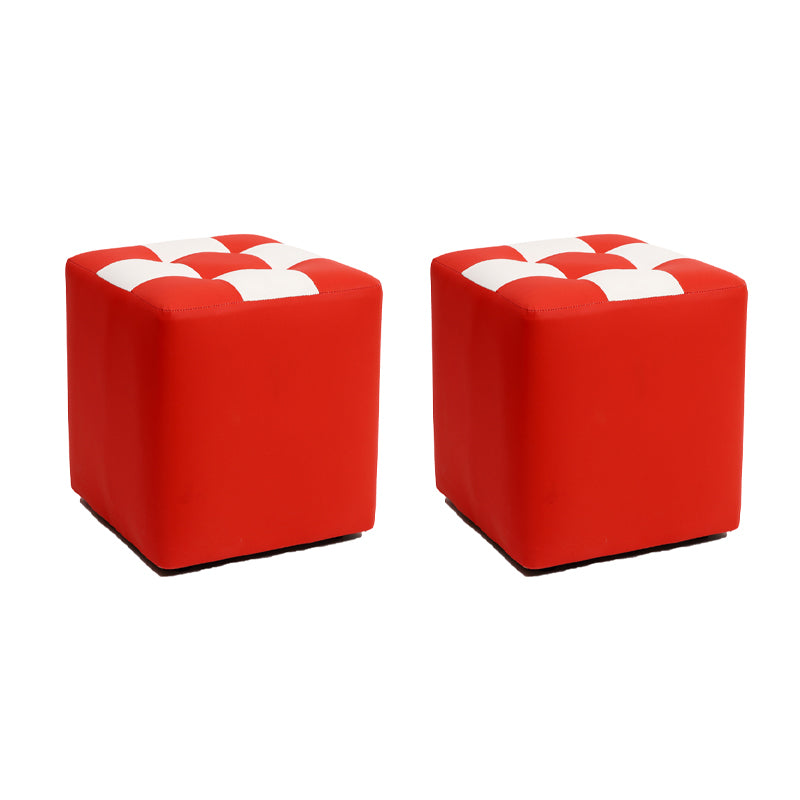 Purple Modern Pouf Leather Check Print Pouf for Drawing Room