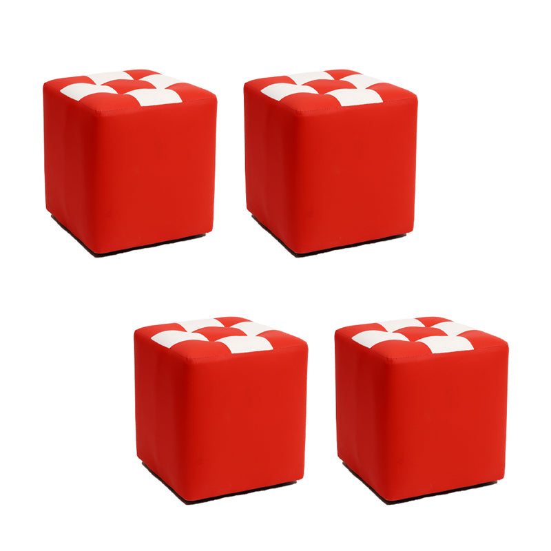 Purple Modern Pouf Leather Check Print Pouf for Drawing Room