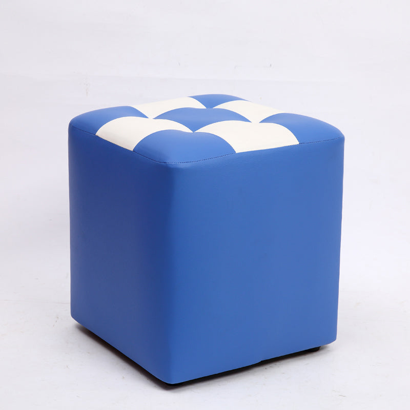 Purple Modern Pouf Leather Check Print Pouf for Drawing Room