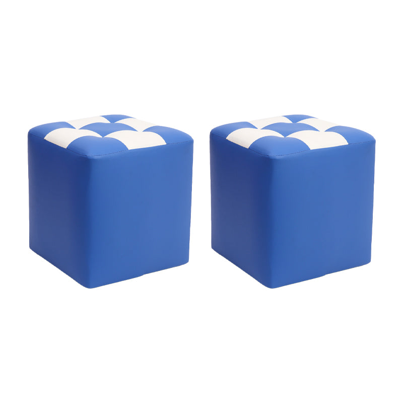 Purple Modern Pouf Leather Check Print Pouf for Drawing Room