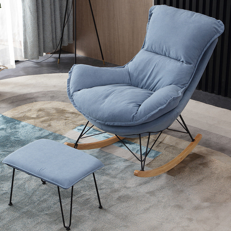 Contemporary Rocking Chair Faux Leather Water Resistant Plain Rocker Chair with Ottoman