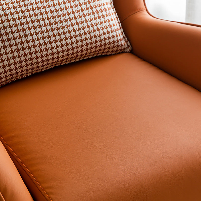 28.34" Wide Faux Leather Armchair Arms Included Chair with Pillow Back