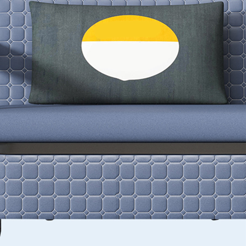 Modern Sofa Bed in Blue Faux Leather Futon And Mattress with Storage