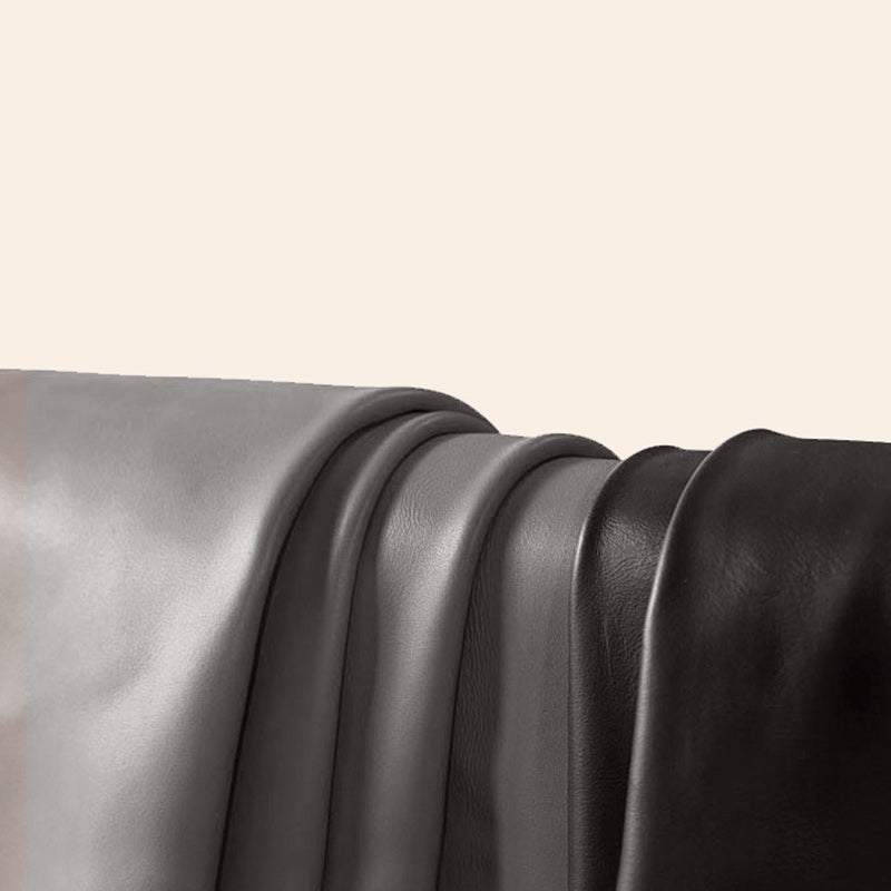 Faux Leather Square Arm Sleeper with Storage Scandinavian Futon Sleeper Sofa Bed in Gray