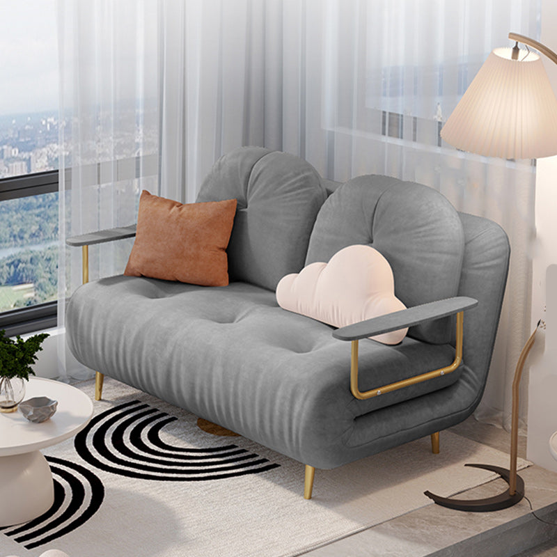 Tufted Glam Convertible Sofa Full/Queen-size Upholstered Loveseat with 2 Pillows