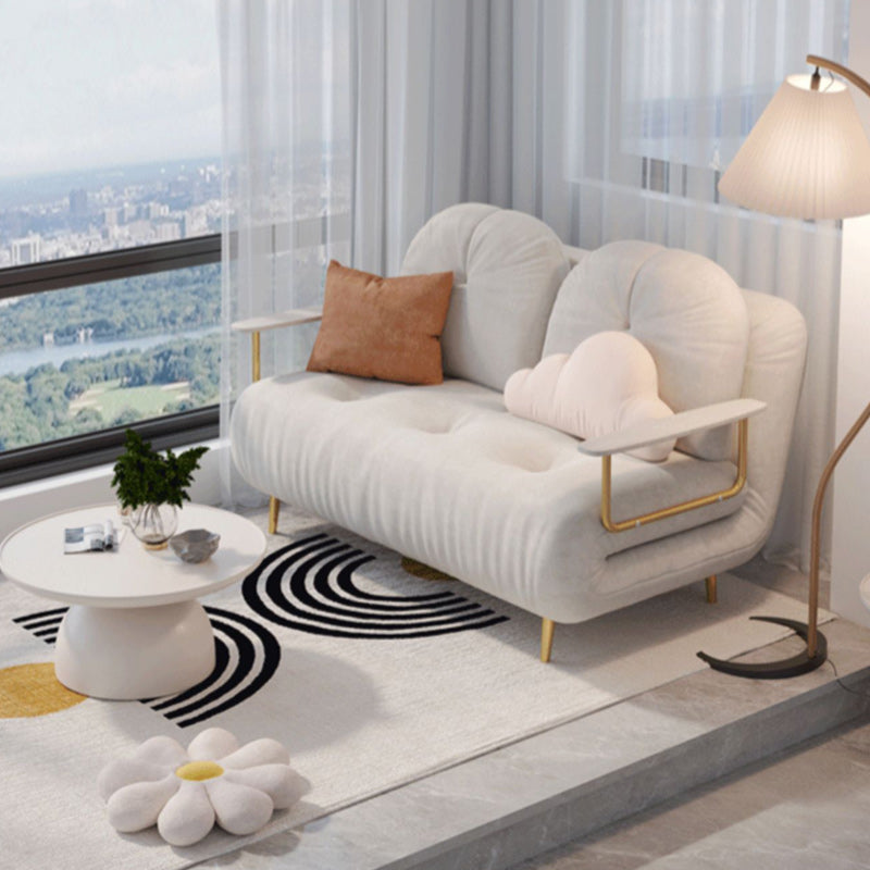 Tufted Glam Convertible Sofa Full/Queen-size Upholstered Loveseat with 2 Pillows