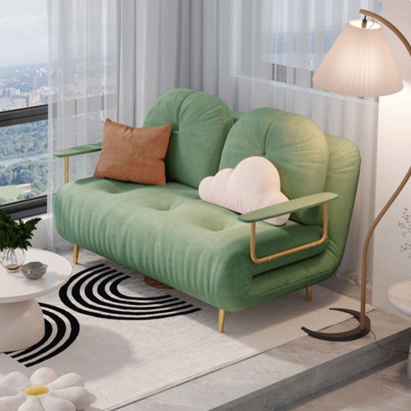 Tufted Glam Convertible Sofa Full/Queen-size Upholstered Loveseat with 2 Pillows