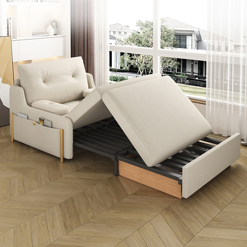 Modern Sofa Bed Twin-size Faux Leather Tufted Futon and Mattress with Storage