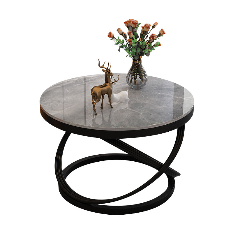 Slate and Metal Single Coffee Table Frame Round Glam Coffee Table