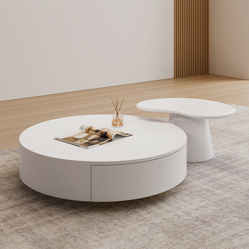 Contemporary Coffee Table White Solid Wood Coffee Cocktail Table