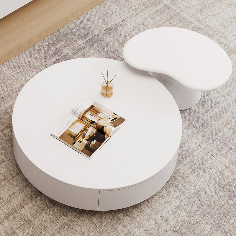 Contemporary Coffee Table White Solid Wood Coffee Cocktail Table