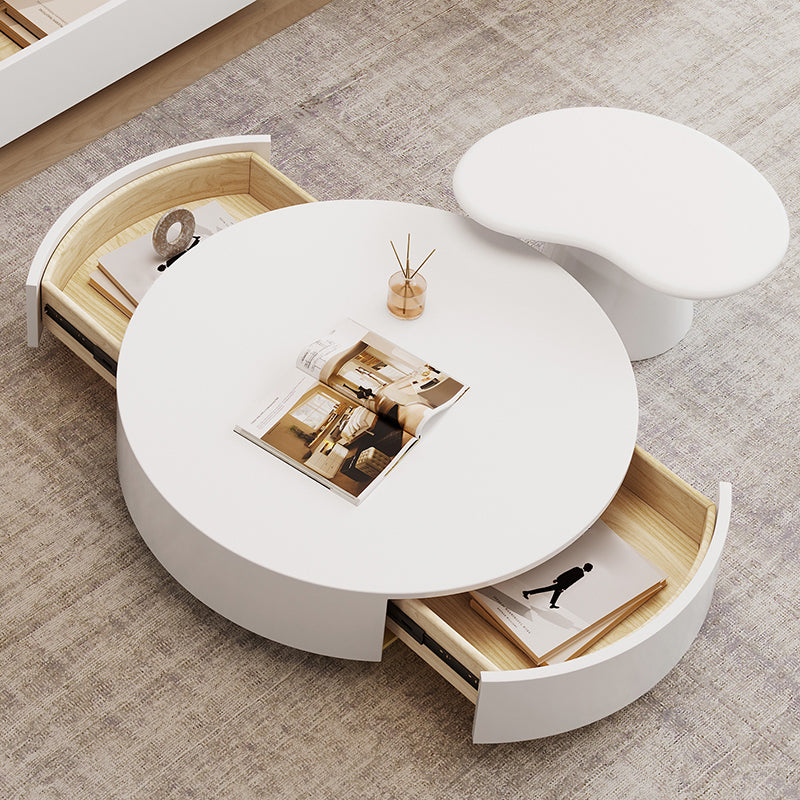 Contemporary Coffee Table White Solid Wood Coffee Cocktail Table