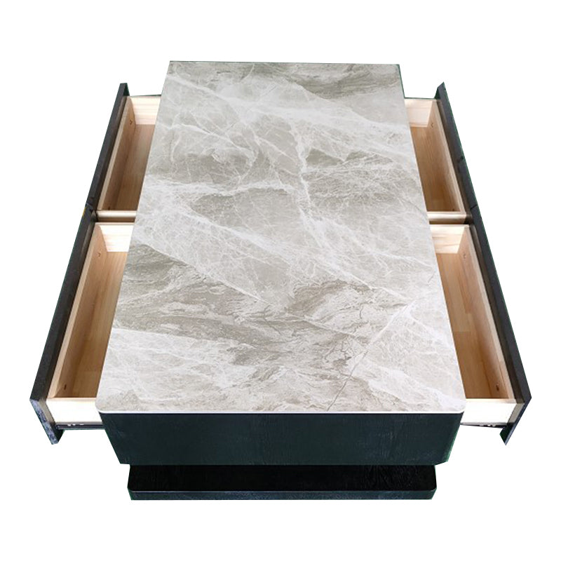 16"H Contemporary Coffee Table Slate Rectangle Single Cocktail Table